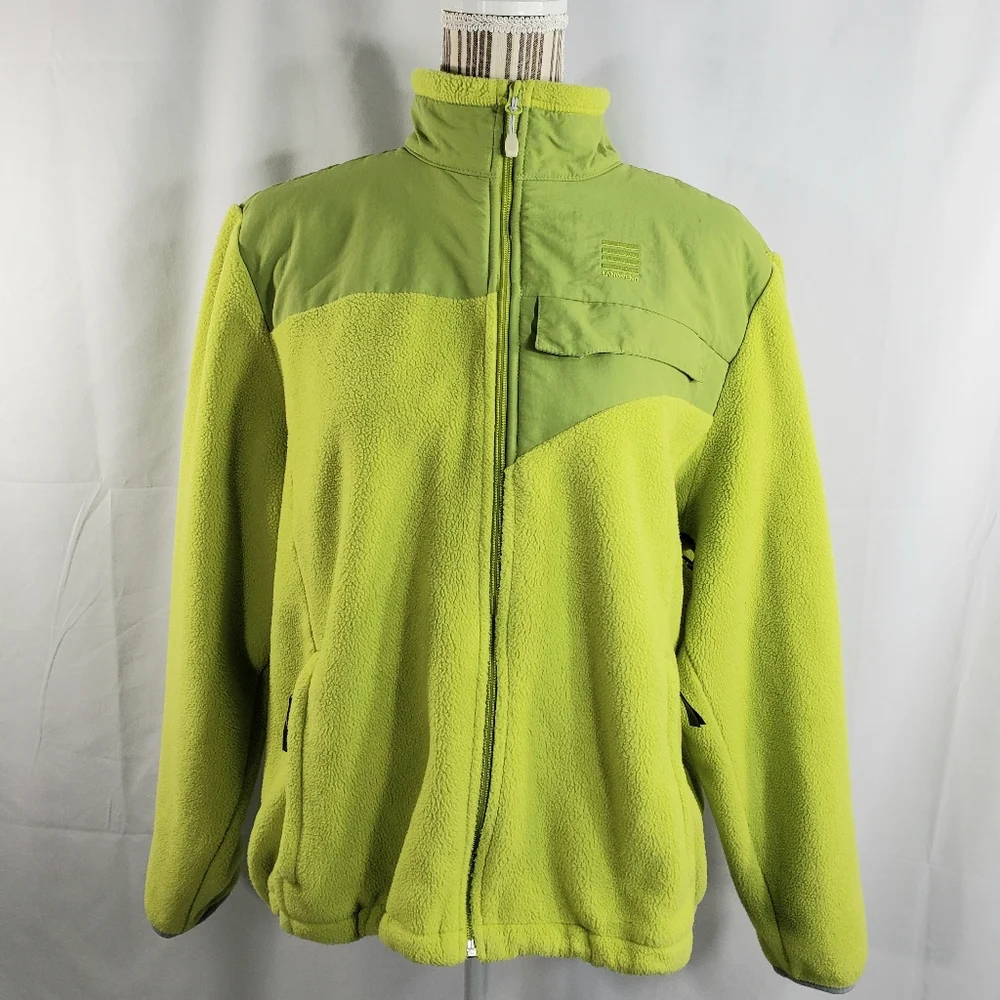 Lands' End Green Fleece Full Zip Jacket w/Pockets Size XLarge (18-20)